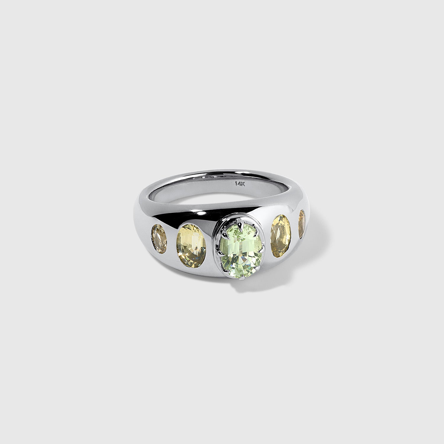 SMALL HIGH TOP RING - GREEN GARNET