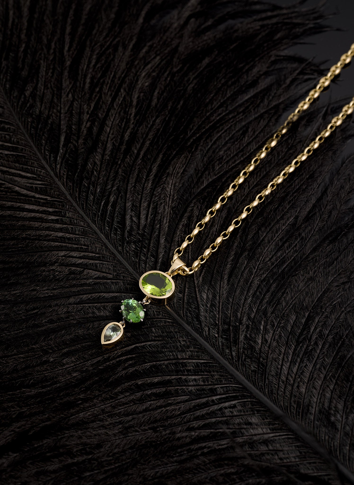 TRIAD PENDANT - MINT TOURMALINE, TANZANITE & PERIDOT