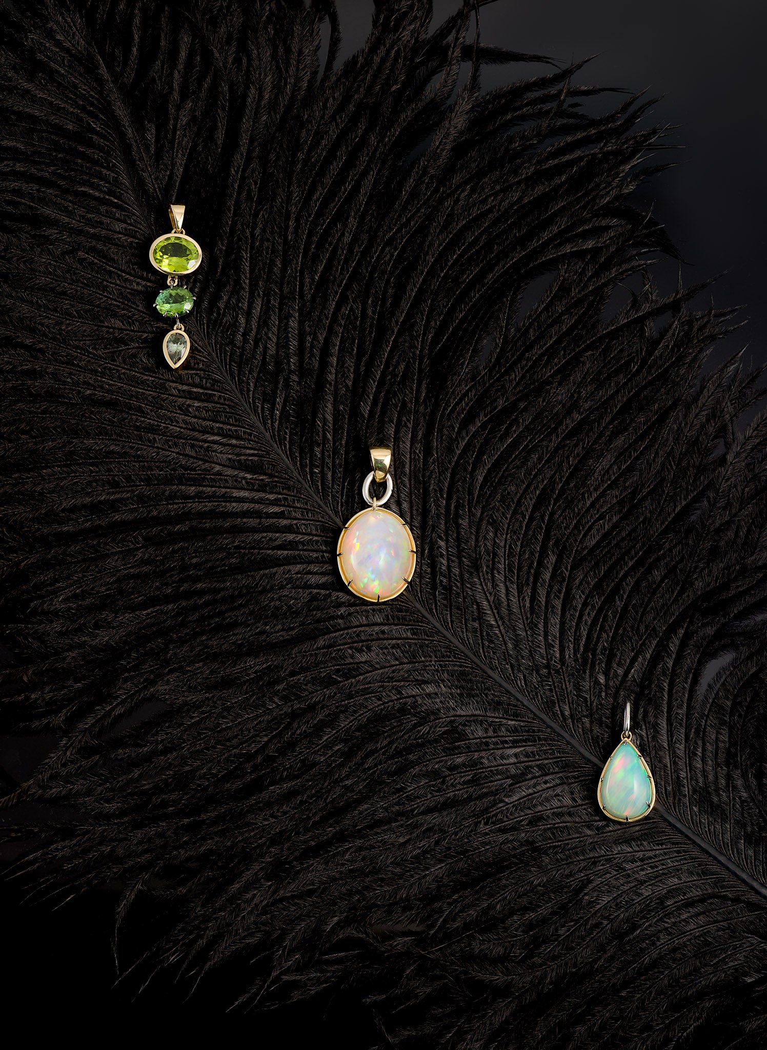 TRIAD PENDANT - MINT TOURMALINE, TANZANITE & PERIDOT