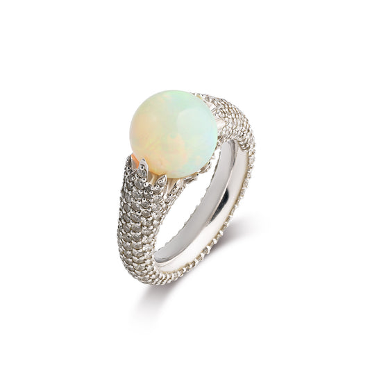 ORB RING - ETHIOPIAN OPAL & DIAMOND