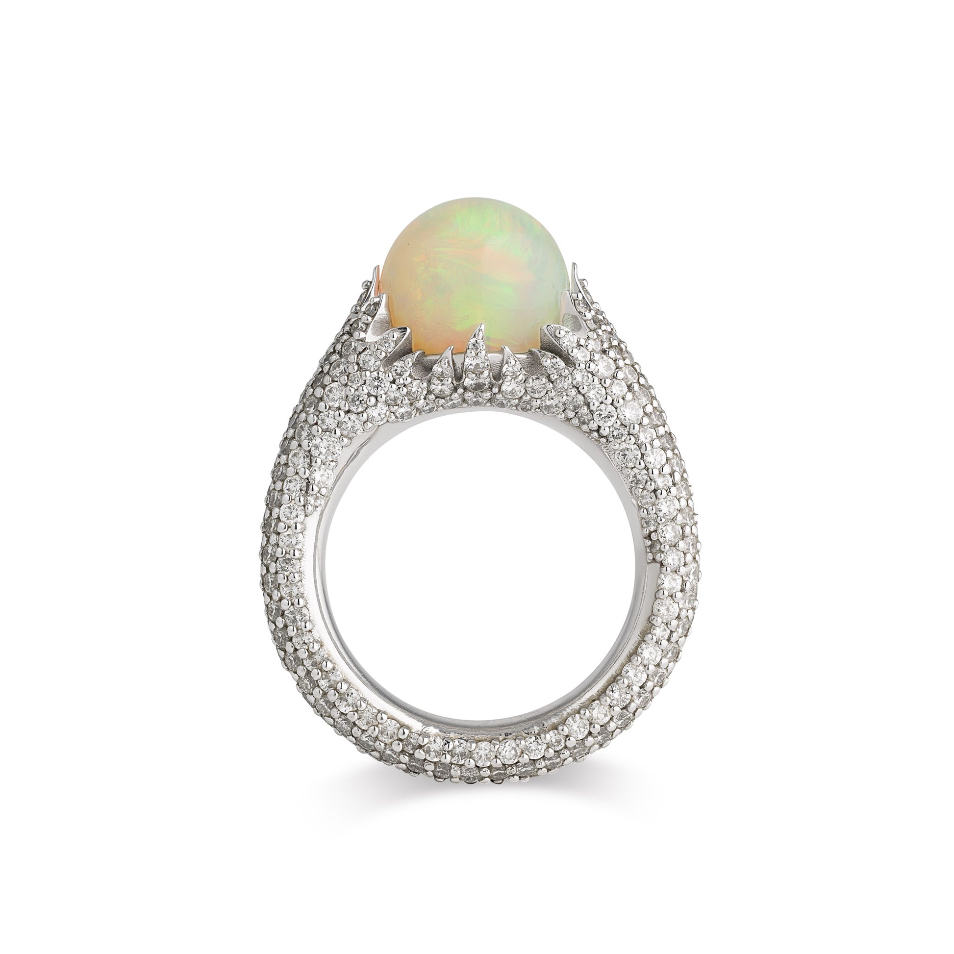 ORB RING - ETHIOPIAN OPAL & DIAMOND