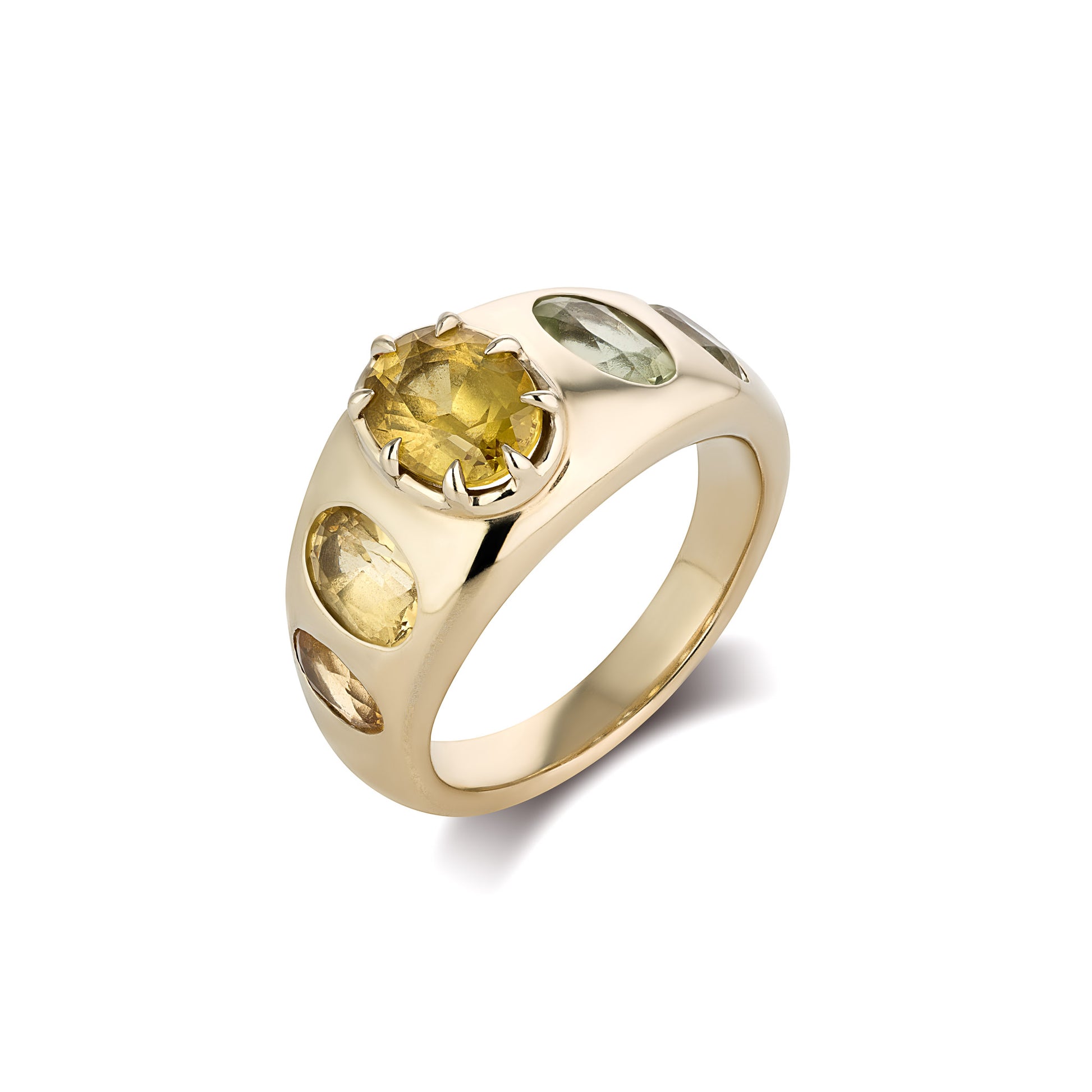 MEDIUM HIGH TOP RING - RAINBOW GARNET
