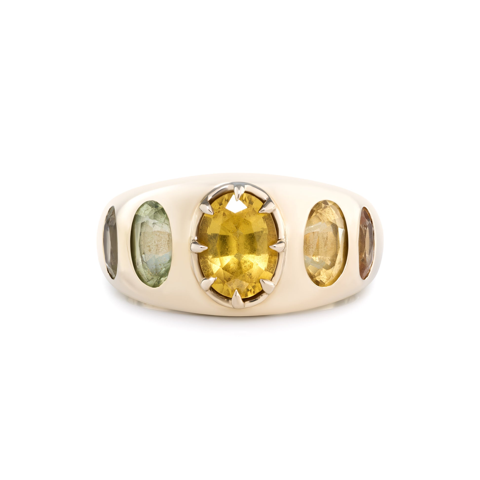 MEDIUM HIGH TOP RING - RAINBOW GARNET