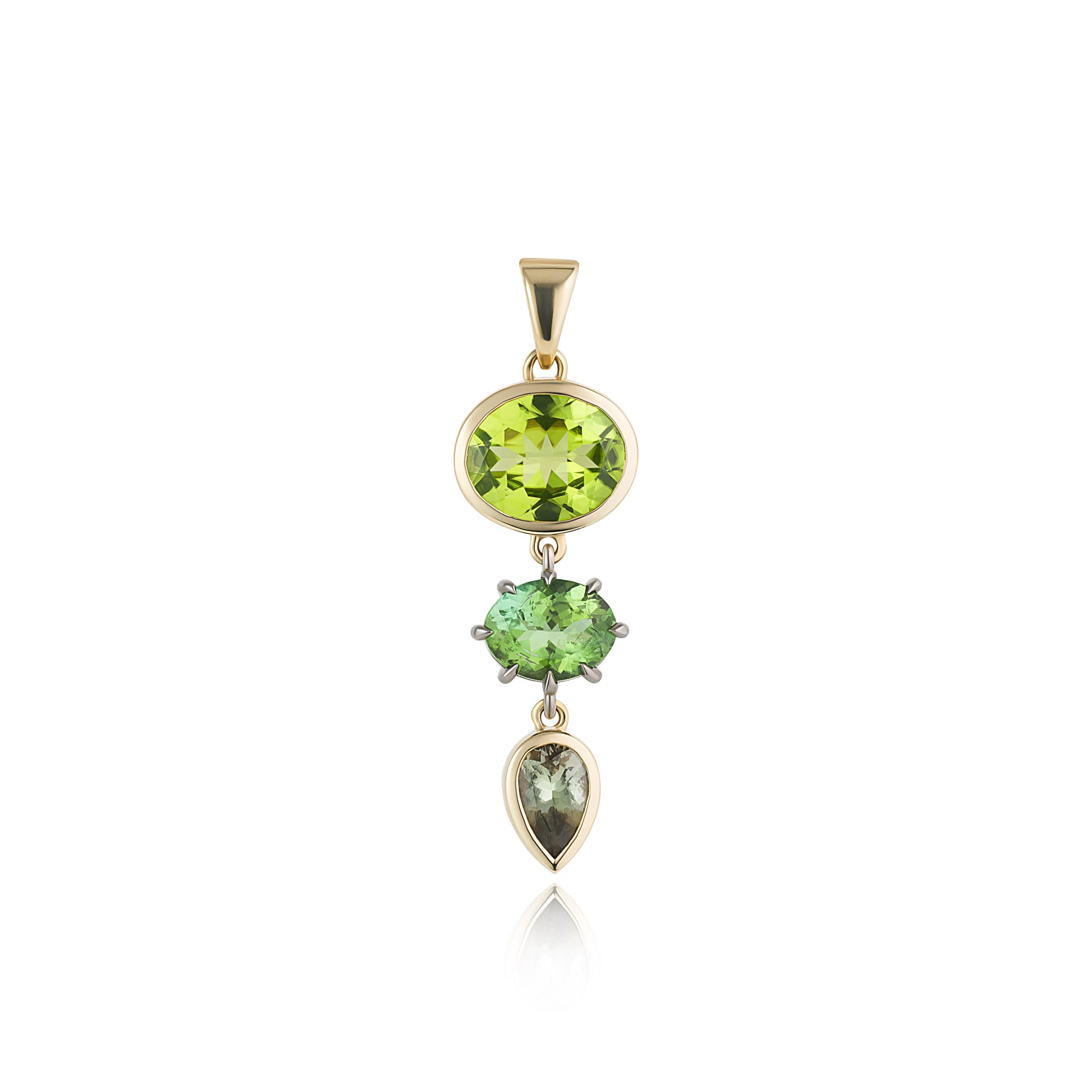 TRIAD PENDANT - MINT TOURMALINE, TANZANITE & PERIDOT