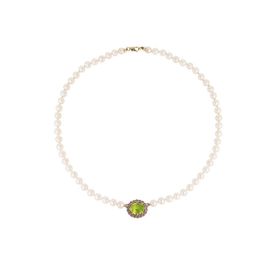 HALO NECKLACE - PERIDOT & AMETHYST