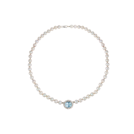 HALO NECKLACE - AQUAMARINE & DIAMOND